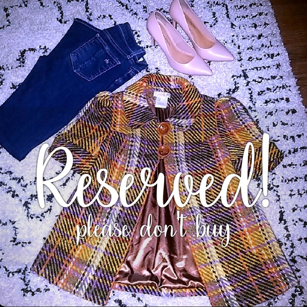 RESERVED- Vintage Style Swing Coat in Rustic Plaid